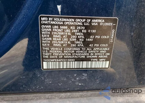 2023 Volkswagen Id.4 Pro z USA, uszkodzony, nr VIN 1V2CMPE84PC013690